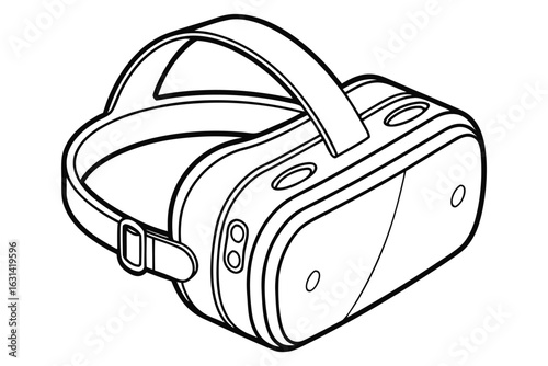 Detailed VR Headset Line Art – Isometric Vector Design
