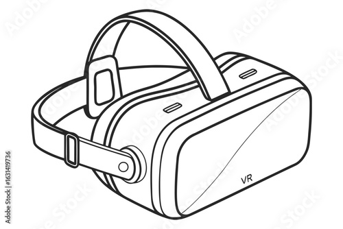 Detailed VR Headset Icon – Wireframe Style Vector
