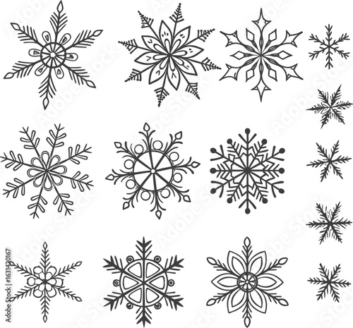 Seamless vintage snowflake vector pattern for winter holiday decoration