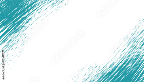 Turquoise brush stroke on transparent background with modern grunge abstract style