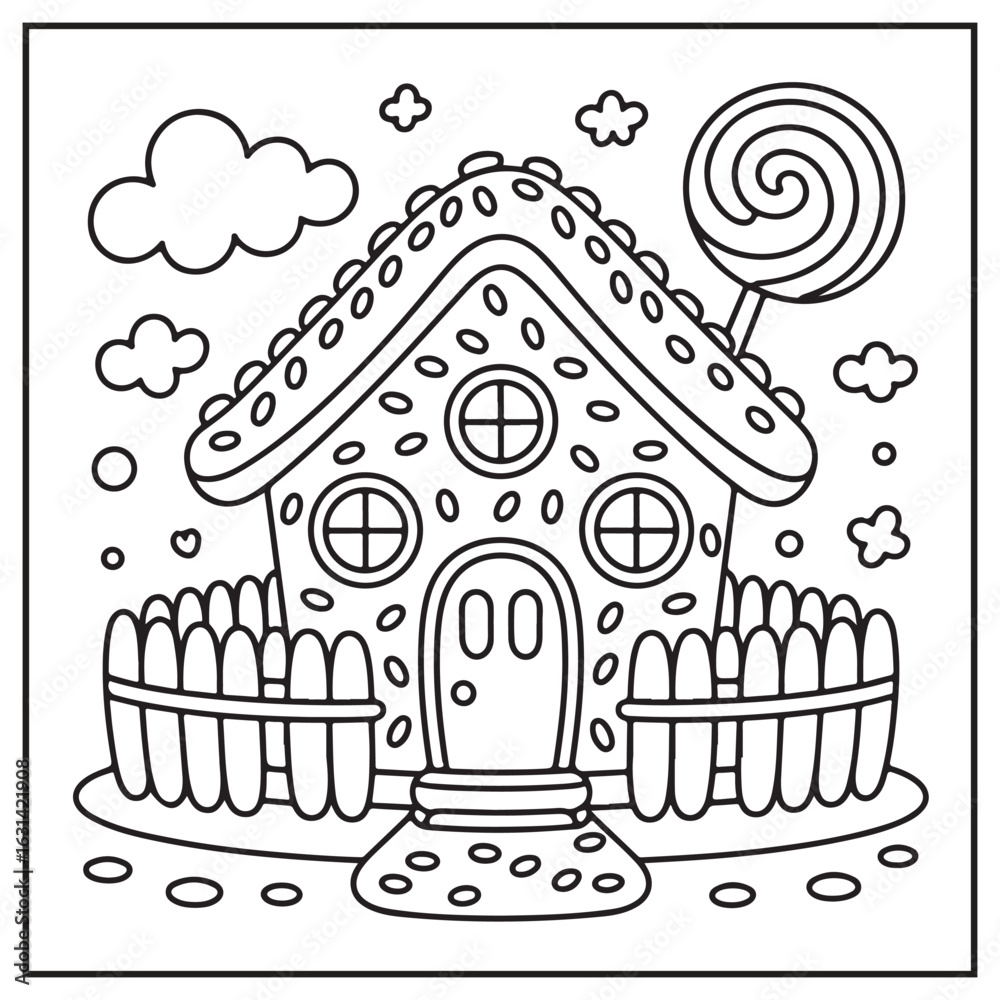 Fototapeta premium Little Candy Houses Coloring Pages
