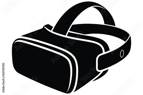 Simple VR Headset Graphic – Isolated Black Clipart