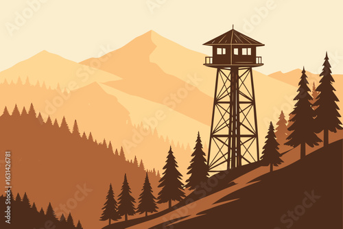 A fire lookout watches over forested ridges in California’s Sierra Nevada during peak wildfire season.