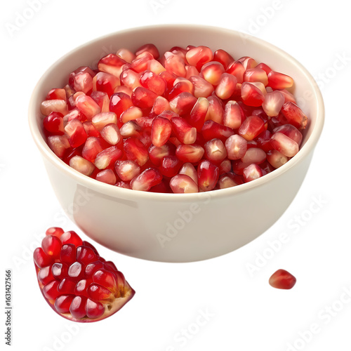 Juicy Pomegranate Arils in Bowl: Vibrant Red Seeds, Healthy Food