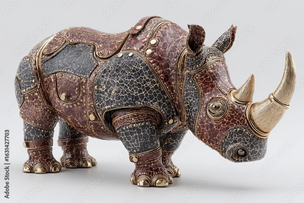 Obraz premium Powerful 3D Render of a Rhino with Tough Skin Detailed Octane Engine Visualization