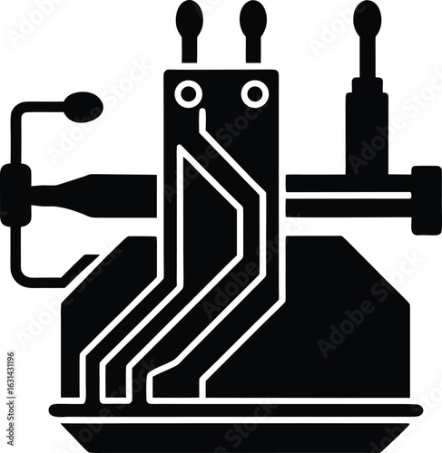 black silhouette a circuit board holder vice on wh.eps