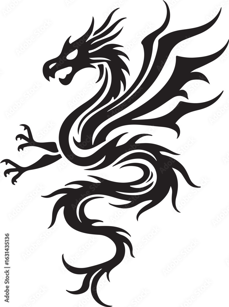 Obraz premium Tribal Dragon Tattoo Vector Design