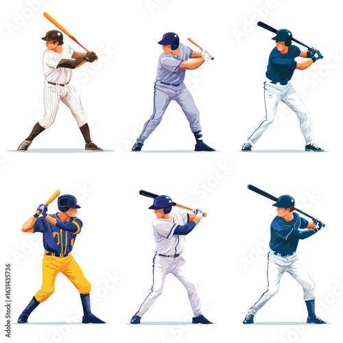 baseball players vector set