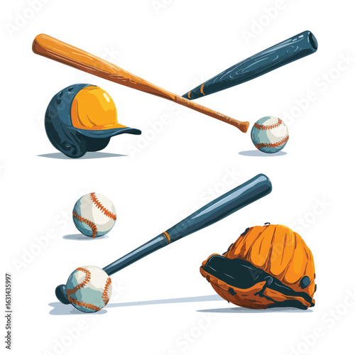 baseball players vector set