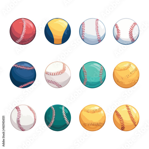 baseball players vector set