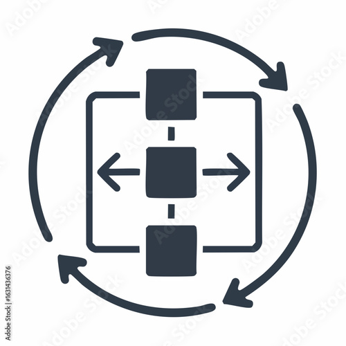 Circular process flow diagram with interconnected stages.