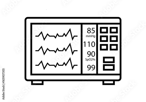 Icono negro de monitor de constantes vitales