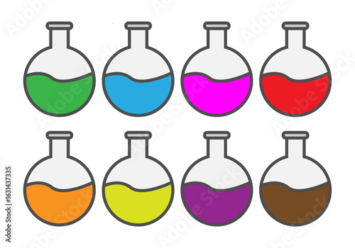 Hoja de iconos con pociones de diferentes colores