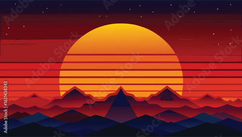 Desert Mountain Sunset Landscape Nature Background Scenic Horizon View Design