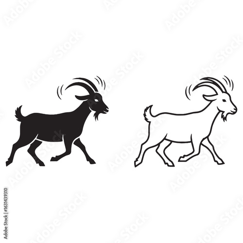 Goat Graphic Collection - Essential Outline - Crisp Edges - Goat silhouette - Goat lineart - Goat vector - vector set of Goat

