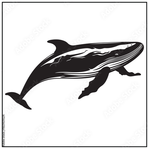 Vector art of humpback whale silhouette isolated on white background