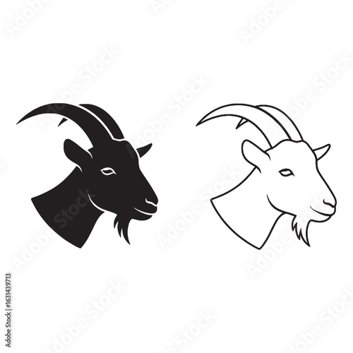 A Goat Vector Elements - Swift Mover - Smooth Shape - Goat silhouette - Goat lineart - Goat vector - silhouette & lineart of Goat

