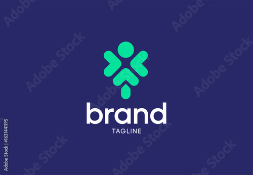 Modern Minimalist People Community Connection Creative Shape Symbol Logo