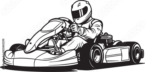 Print Illustration of a gokart racer in action on the racing track