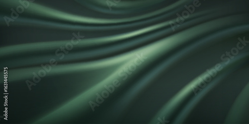 Luxury emerald green silk velvet fabric texture with smooth flowing waves - rich satin material with elegant soft folds and curves for fashion design, upholstery or premium textile backgrounds.