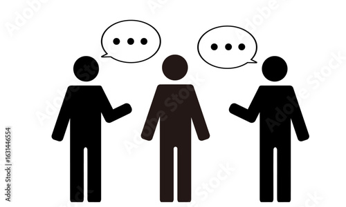 会話する人　人物ピクトグラム　シルエット　吹き出し	