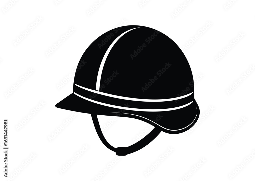 Naklejka premium Soldier helmet silhouette black vector white background