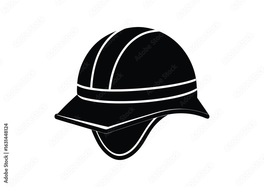 Fototapeta premium Soldier helmet silhouette black vector white background