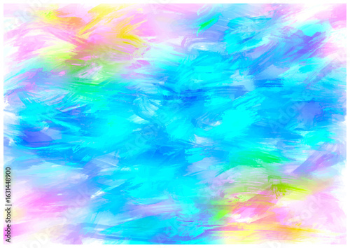 Vibrant Blue Pastel Abstract Background with Brush Strokes 　鮮やかなブルーのパステル抽象背景（筆のタッチ）