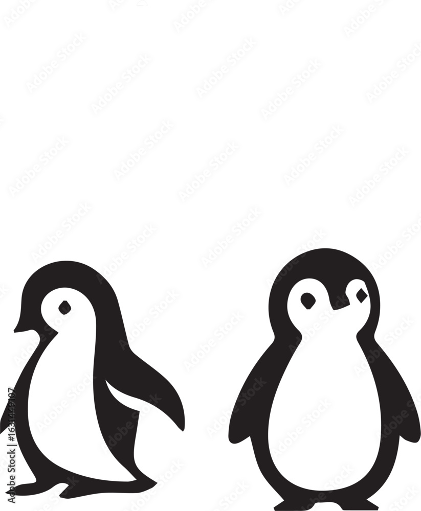 Naklejka premium Penguin Silhouettes PNG – Cute Baby Penguin Vector Clipart