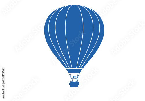 Single blue hot air balloon flying, vector illustrator
