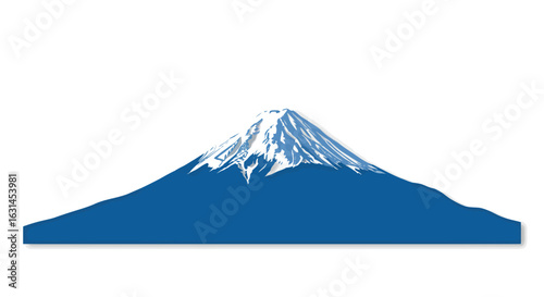 A blue Mount Fuji with minimal snow peak, vector illustrator.