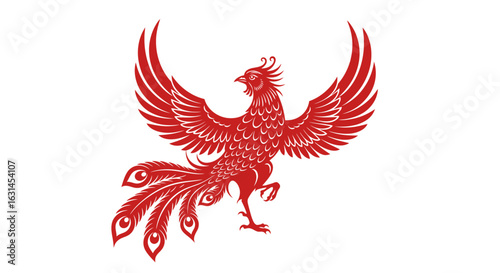  Red phoenix in Chinese art style