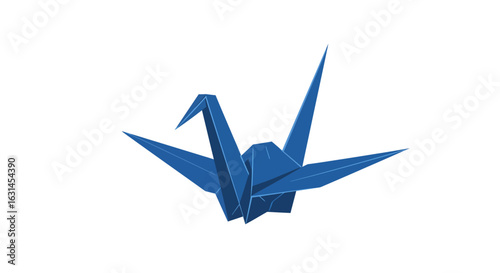 A sleek blue origami crane bird, vector illustrator.