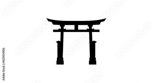 A black torii gate symbol, vector illustrator.