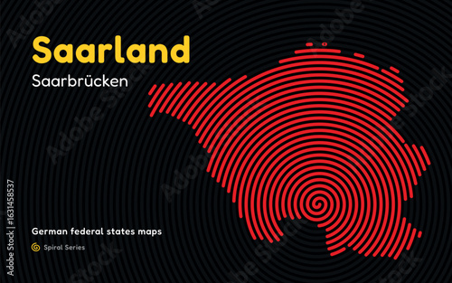 Saarland Spiral Pattern Map with Saarbrücken Capital