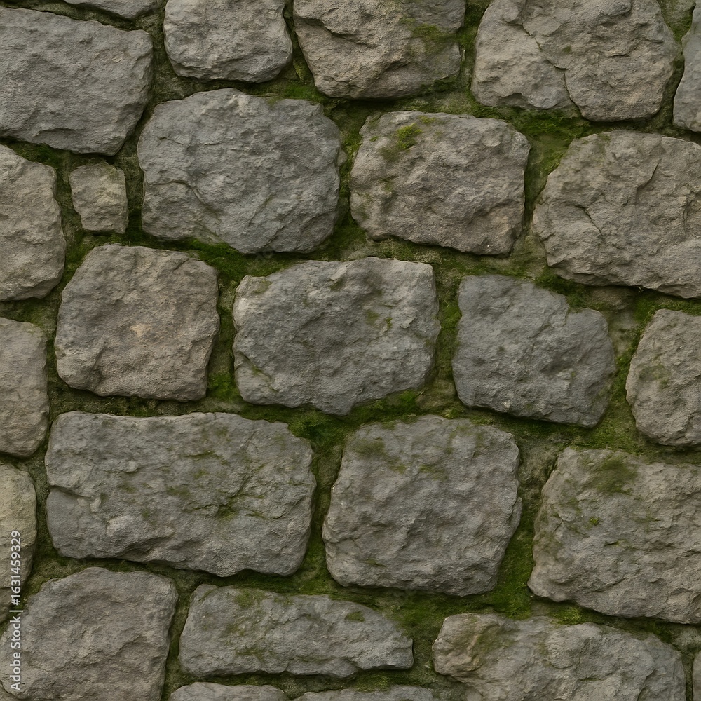 Fototapeta premium Seamless Stone Wall with Moss Texture