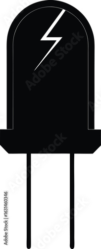 black silhouette a diode on white background.eps