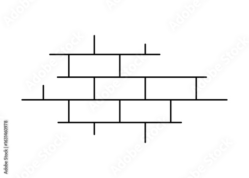 Brick wall texture. Stone blocks background. House wall hole. Old brick wall piece. Building tile surface. Rectangle blocks pattern. Design graphic element. Vintage abstract vector illustration.