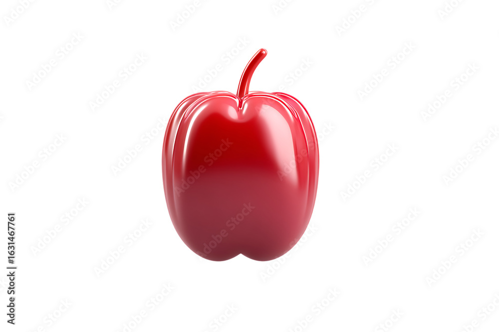 Obraz premium A Vibrant, Shiny Red Apple Rendered in 3D Isolated on transparent background, cutout 