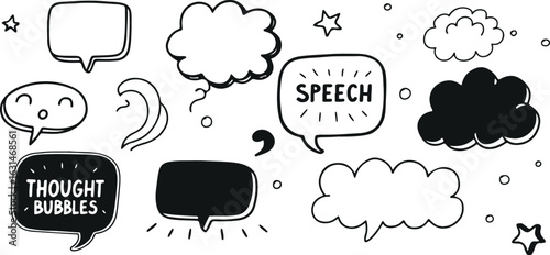 Comic Speech Bubble with Cloud Vector – Comic, Pop Art, Cartoon, Talk, Message, Doodle, Expression, Sketch, Communication, Fun, Thought, Minimal, Graphic, Editable, Illustration, Design, Comic Strip, 