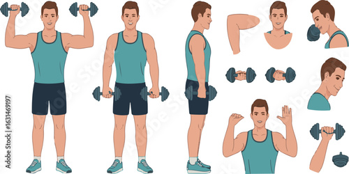 Fitness Man Character Builder – Workout Pose & View Constructor Set