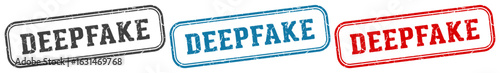 deepfake stamp. deepfake rectangular stamp set isolated on white background