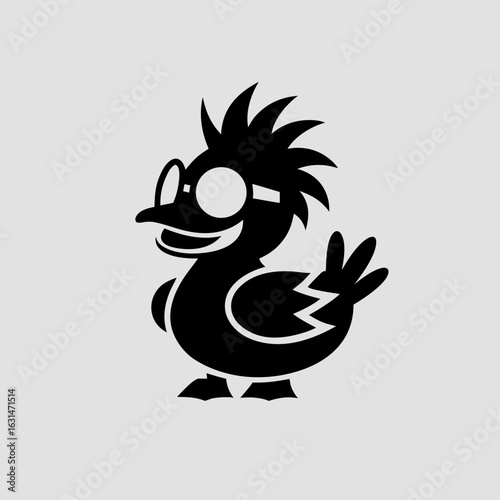 Cute Cartoon Duck Character Wearing Glasses, Funny Bird Illustration, Vector Mascot Design