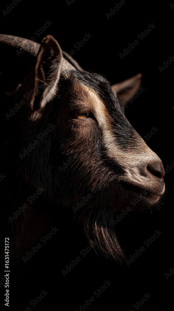 Fototapeta premium Goat Head Slightly Tilted Natural Light