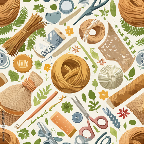 Crafting Essentials: A meticulously composed flat lay presents a diverse array of crafting essentials, each element artfully arranged to showcase the creative spirit.