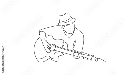 One-Line Drawing of a Guitarist