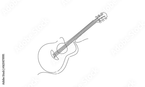 Minimalist Line Drawing of an Acoustic Guitar