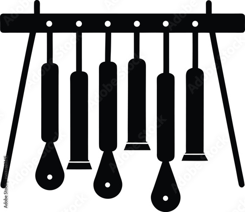 black silhouette a glockenspiel on white backgroun.eps