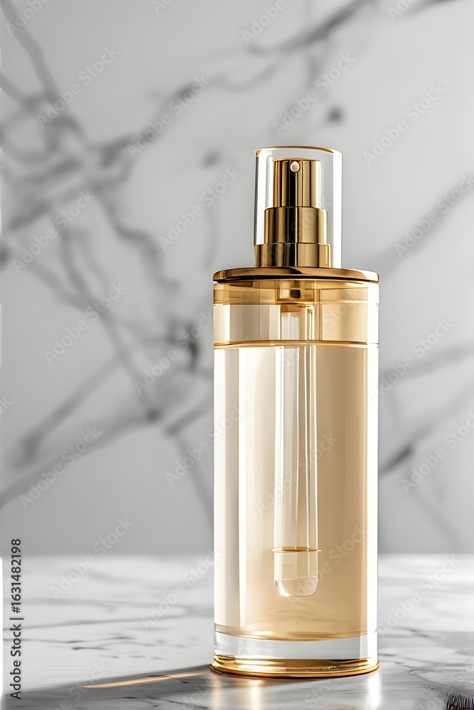 Naklejka premium Elegant gold fragrance bottle with luxurious design, perfect for beauty product branding