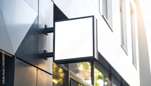 Mock up Signage Blank shop sign Square shape Exterior modern Building